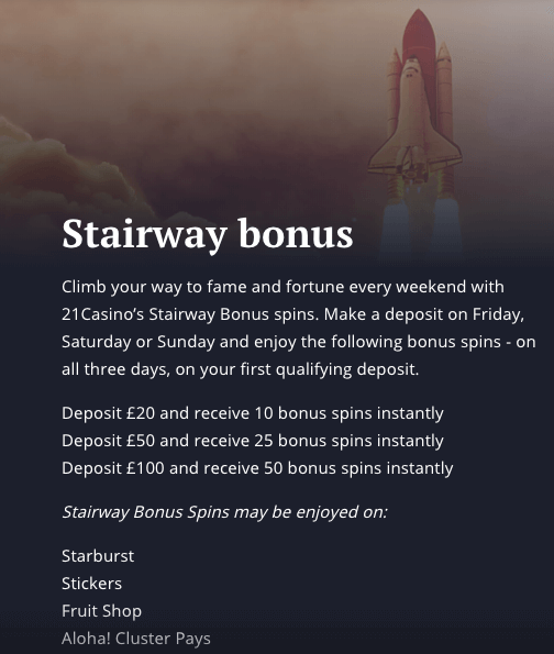 21 Casino Stairway Bonus