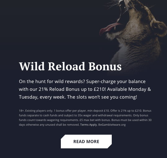 21 Casino Wild Reload Bonus