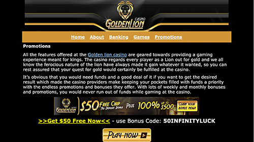 golden lion casino promotions