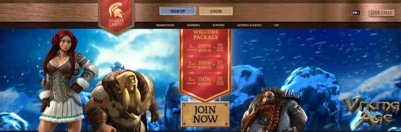 bronze casino interface screenshot