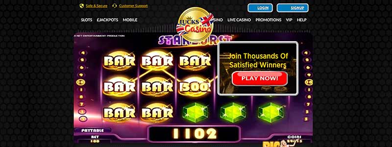 screenshot lucks casino interface