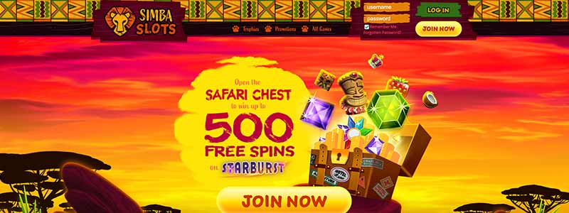 simba slots casino bonus interface