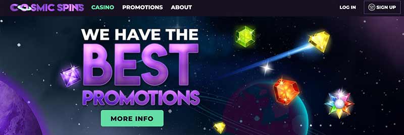 cosmic spins casino interface screenshot