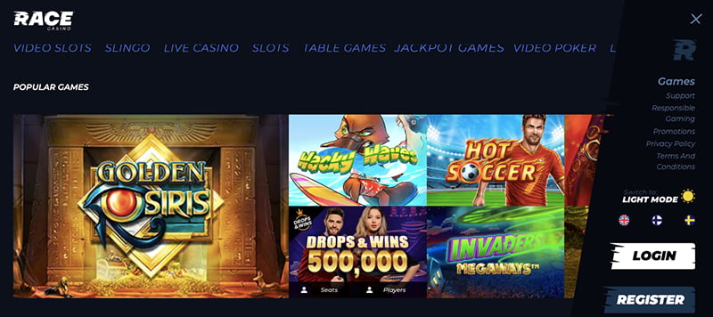 race casino screenshot interface